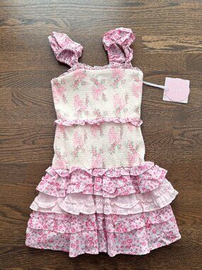 Love Shack Fancy x Target girls Evie Blooming Bows Smocked Tiered Ruffle dress 7